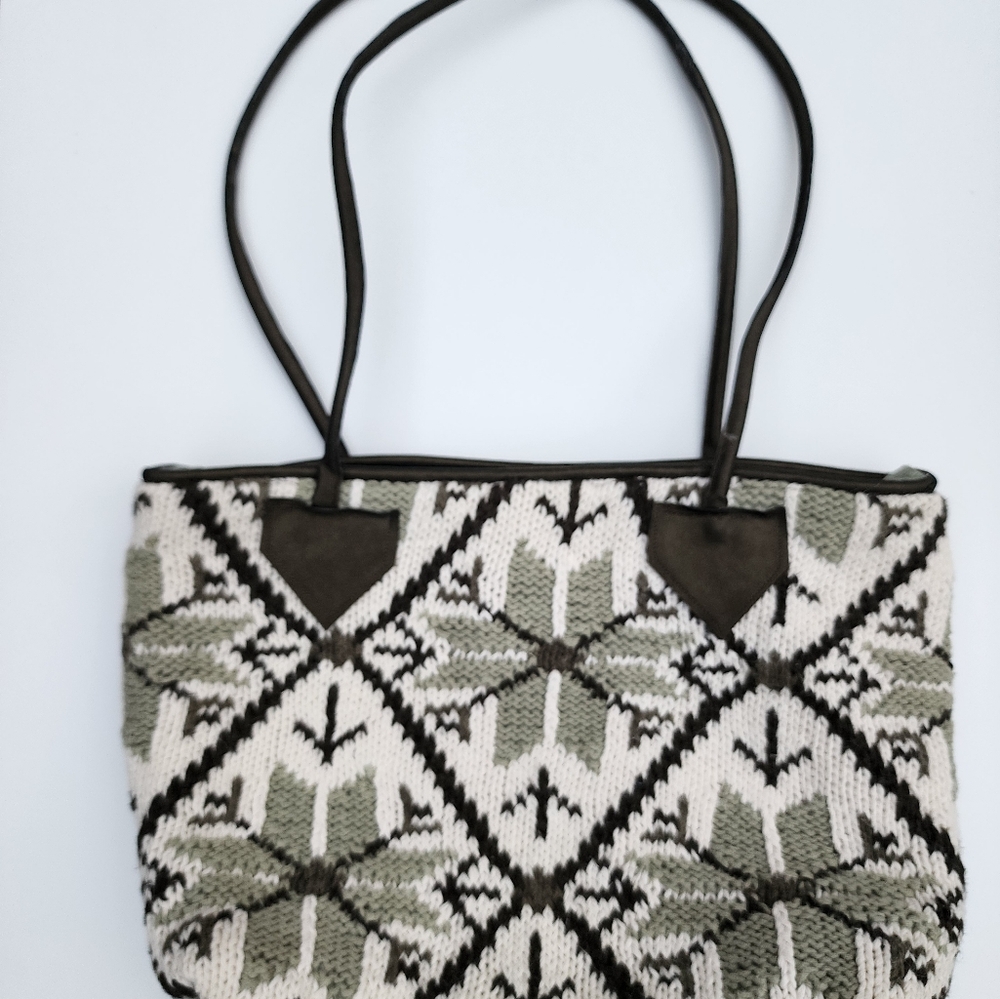 Stylish Geometric Pattern Tote Bag - Black and Cream